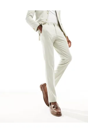 JACK & JONES Mens Premium slim fit suit trouser in cream-White - - Size 36W/32L