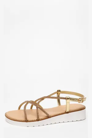 Quiz Womens Diamante Cross Strap Flatform Sandals - Size UK 3