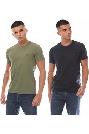 Emporio Armani Mens 2 Pack of Loungewear T-Shirts in green - Size X-Large