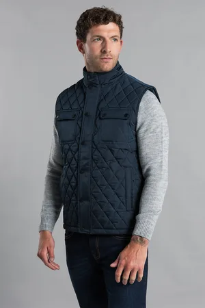 Kensington Eastside Mens Funnel Neck Quilted Padded Gilet - Size Medium