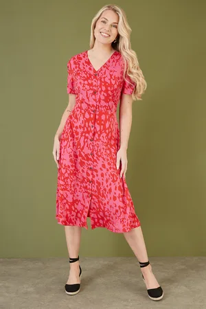 Mela Womens Pink Animal Print Shirt Dress - - Size 12 UK