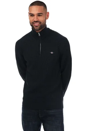 GANT Mens Textured Cotton Half-Zip Jumper in - Size 4XL