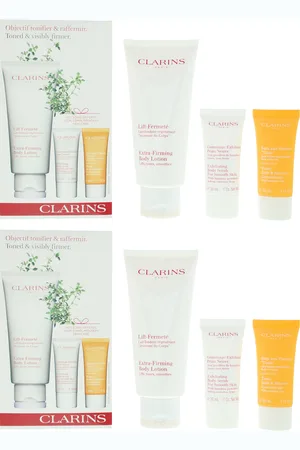 Clarins Womens Toned & Visibly Firmer Gift Set Body Lotion 200ml, Scrub 30ml + Tonic Bath & Shower x 2 - - One Size