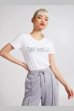 Pink Vanilla Womens Marble Effect Logo T-Shirt - Cotton - Size Small