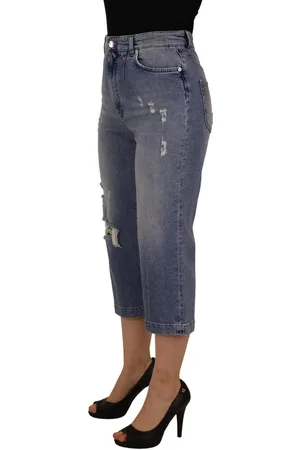 Dolce & Gabbana WoMens Washed High Waist Cropped Denim Jeans Cotton - Size EU 44 (Womens)