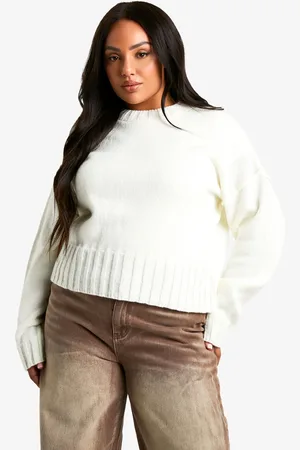 Boohoo Womens Plus Soft Knit Seam Detail Crew Neck Slouchy Jumper - - Size 26 UK