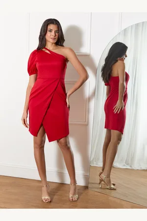 Chi Chi London Womens One Shoulder Puff Sleeve Bodycon Mini Dress in - Size 6 UK