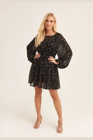 Gini London Womens Star Print Long Sleeve Mini Dress - Size Medium/Large