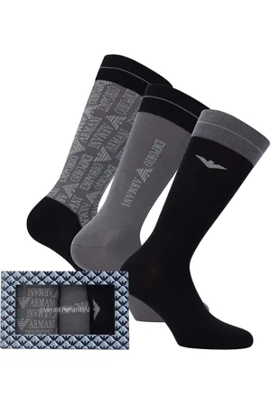 Emporio Armani Mens 3 Pack of Jacquard Logo Socks in Cotton - One Size