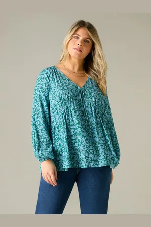 Live Unlimited London Womens Multi Ditsy Print Tie Neck Blouse - - Size 14 UK