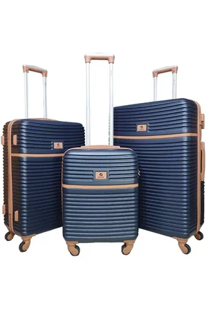 Infinity Unisex Hard Shell Blue 4 Wheel Trunk Luggage Suitcase Set - One Size