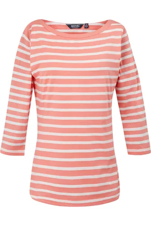 Regatta Womens/Ladies Bayletta 3/4 Sleeve Top (Shell Pink/White) - - Size 8 UK