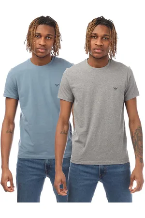 Emporio Armani Mens 2 Pack of Endurance Logo T-Shirts in blue Cotton - Size Large