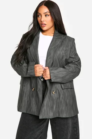 Boohoo Womens Plus Premium Washed Leather Look Oversized Blazer - - Size 18 UK