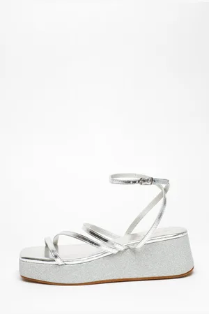 Quiz Womens Glitter Strappy Flatform Sandals - Size UK 7