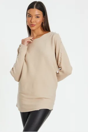Quiz Womens Knitted Beaded Batwing Jumper - Size X-Large