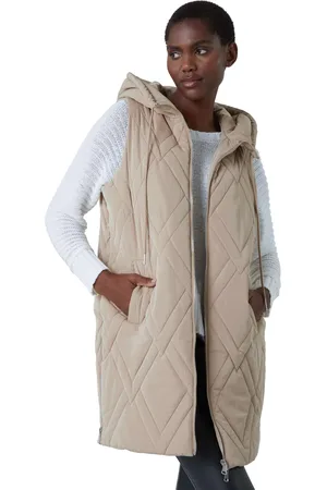 Roman Womens Diamond Quilted Hooded Gilet - - Size Small