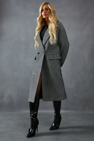 MissPap Womens Wool Look Textured Coat - - Size Medium