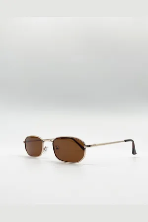 SVNX Mens Slim Metal Frame Rectangle Sunglasses - Metal (archived) - One Size