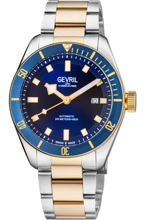 Gevril Mens Yorkville 48604 Sellita SW200, Swiss Automatic Blue Dial Two Tone Stainless Steel Date Watch - - One Size