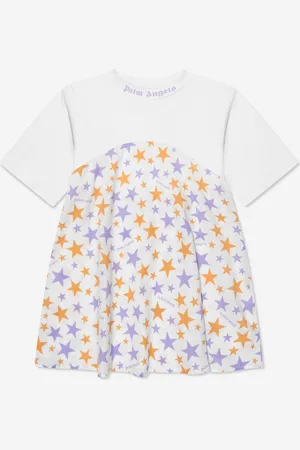 Palm Angels Girls AOP PA Stars T-Shirt Dress in - Size 10Y