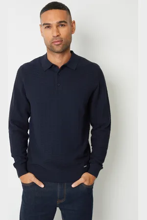 Threadbare Mens Long Sleeve Textured Knit Polo Collar Jumper - Size 2XL
