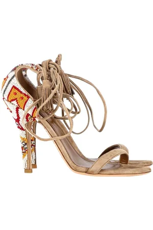 Etro Pre-owned Womens Beaded Ankle Wrap Sandals in Suede - Size EU 39