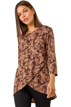 Roman Womens Stretch Floral Print Wrap Tunic - - Size 12 UK