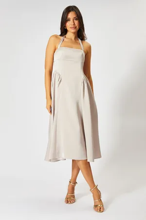 MissPap Womens Satin Halterneck Midi Bridesmaid Dress - - Size 6 UK