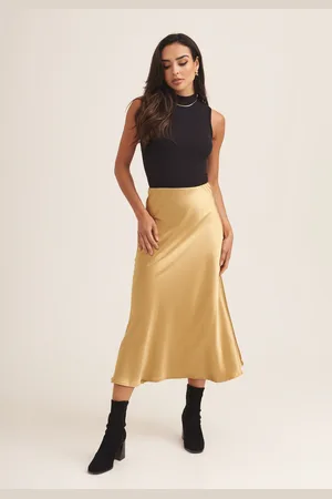 Gini London Womens Satin Bias Cut Midi Skirt - - Size 12 UK