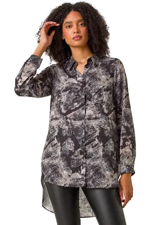 Roman Womens Abstract Print Collar Button Detail Blouse - - Size 20 UK