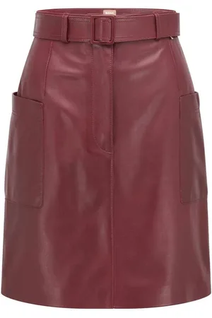HUGO BOSS Womens Semita Leather Skirt in - Size 16 UK