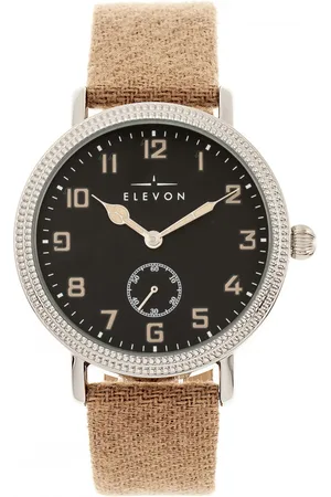 ELEVON Mens Northrop Wool-Overlaid Leather-Band Watch - Stainless Steel - One Size