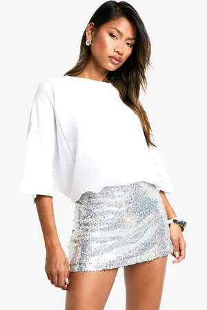 Boohoo Womens Iridescent Sequin Mini Skirt - - Size 14 UK