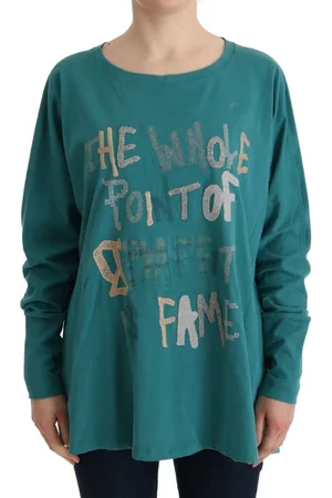 John Galliano Womens Blue Cotton Crewneck Sweater - - Size Small