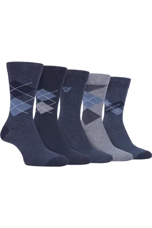 Farah 5 Pack Mens Thin Breathable Classic Argyle Patterned Soft Top Cotton Dress Socks - FCS270DENTEL (Argyle) - - Size UK 6-11