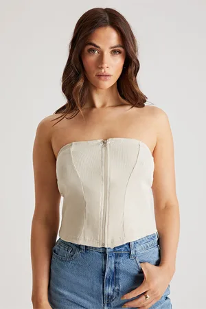 Urban Bliss Womens Rib Zip Up Corset Top - Size 16 UK