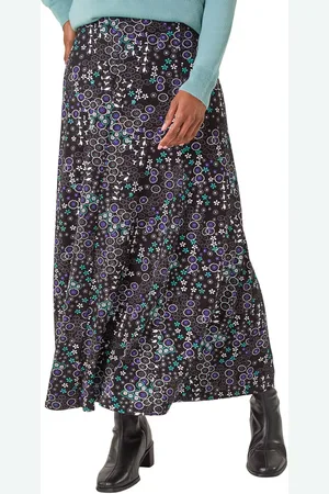 Roman Womens Ditsy Floral Print Stretch Midi Skirt - - Size 16 UK