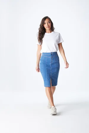 Urban Bliss Womens Aqua Yoke Seamed Skirt - Size 8 UK