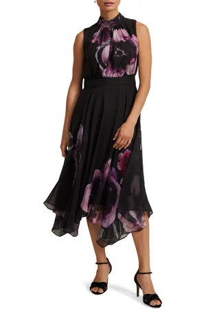 Phase Eight Womens Lucinda Floral Chiffon Midi Dress - - Size 10 UK