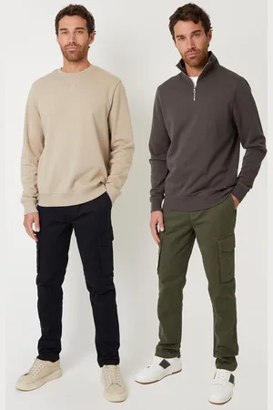Threadbare Mens 2-Pack Cotton Cargo Style Trousers With Stretch - - Size Large