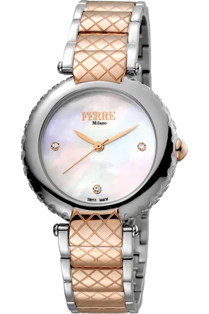 Ferre FM1L099M0091 WoMens Black Dial Stainless Steel Watch - - One Size