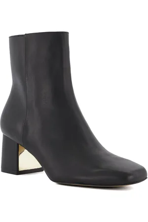 Dune Womens Ladies Onsen - Metal-Pleated Block-Heel Ankle Boots - Leather (archived) - Size UK 8