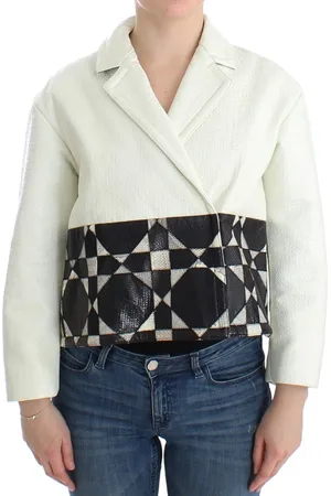 ANDREA POMPILIO Womens Short Leather Jacket with Snap Buttons - - Size IT 40 (Women