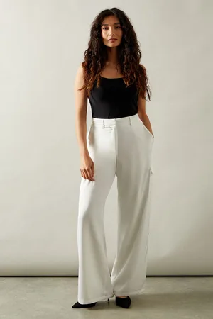 wallis Womens Wide Leg Cargo Satin Trousers - - Size 10 UK