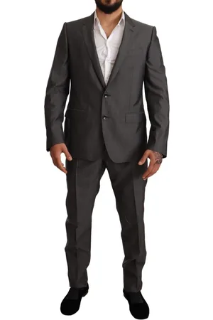 Dolce & Gabbana Mens Gray Metallic MARTINI Slim Fit Set Suit - material_wool1 - Size IT 54 (Mens)