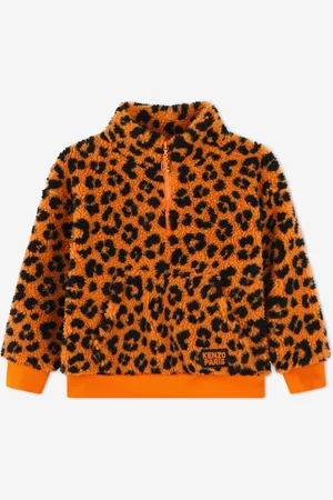 Kenzo Kids Unisex Leopard Half Zip Sweatshirt in - Size 4Y