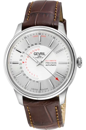 Gevril Mens Guggenheim Automatic 316L Stainless Steel Satin Dial, and Polished Bracelet. - - One Size