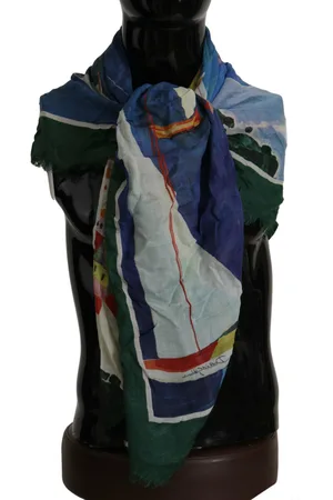 Dolce & Gabbana Womens Square Scarf with Multicolor Sorrento DG Logo Print - - One Size