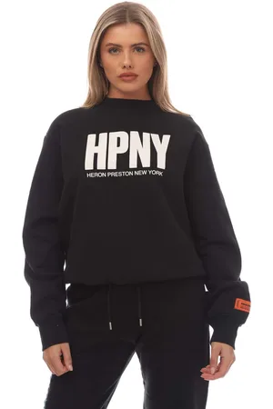 Heron Preston Womens Regular HPNY Crewneck Sweatshirt in Black-White - Size 8 UK